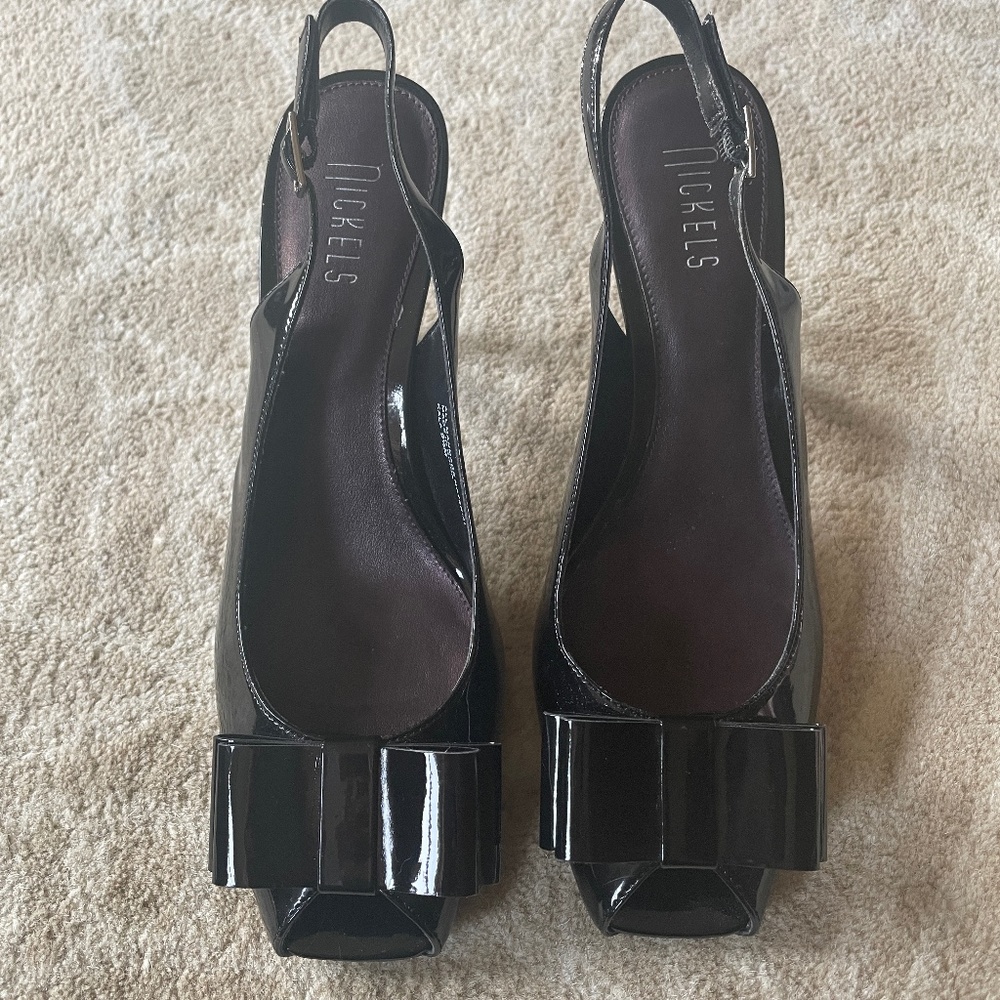Nickels black patent dress sandals